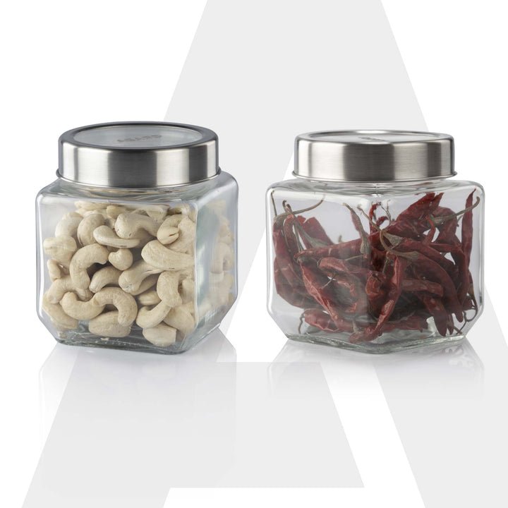 AGARO Elegant Cube Jars 580ml, Set of 2 — AGARO product photograph