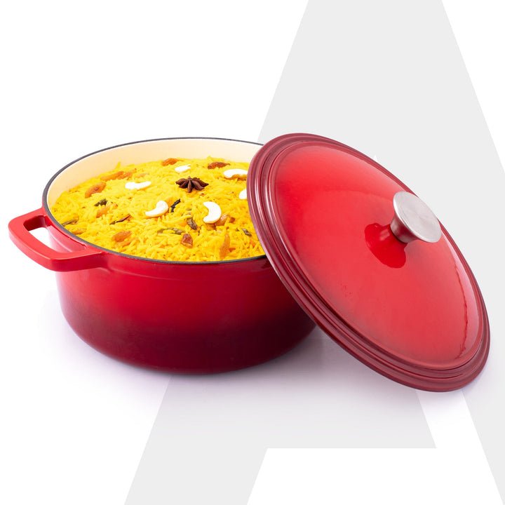AGARO Royal Enamelled Casserole 5L Red — AGARO product photograph