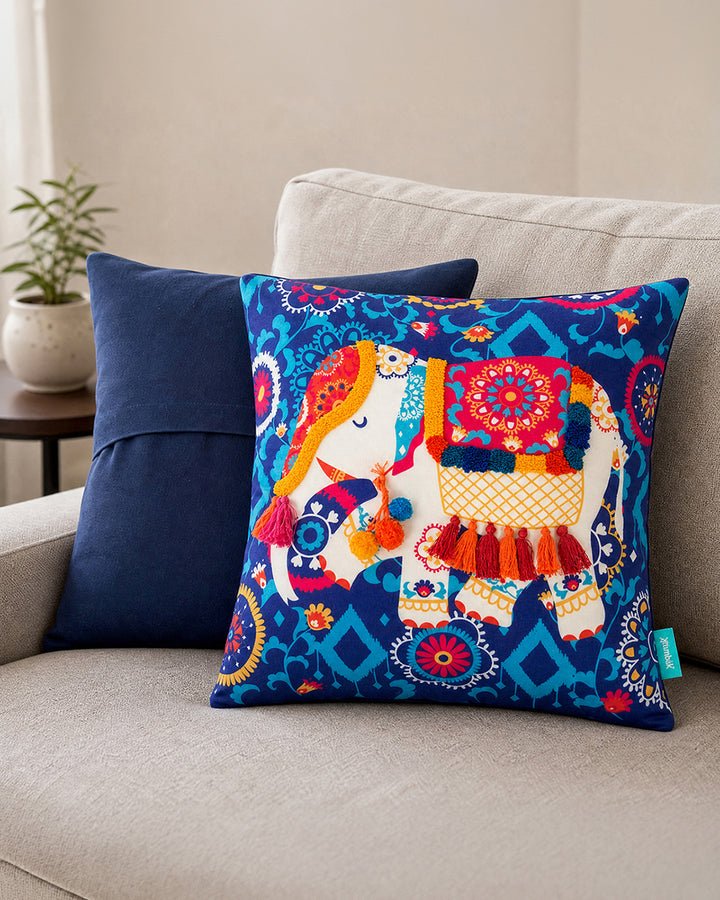 Chumbak Carnival Elephant Tassel Cushion Cover — Chumbak product photograph