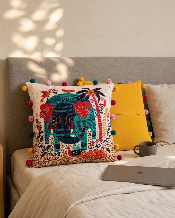 Chumbak Galle Elephant Cushion Cover 16-inch — Chumbak product photograph