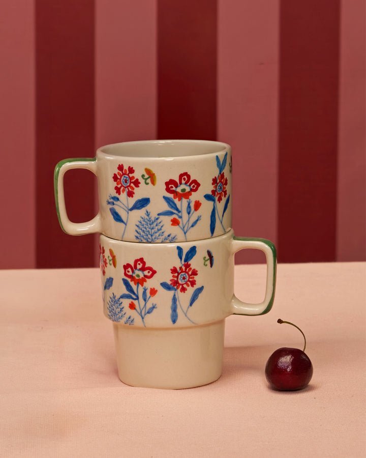 Chumbak Wild Bloom Stacked Mugs, Set of 2 — Chumbak product photograph