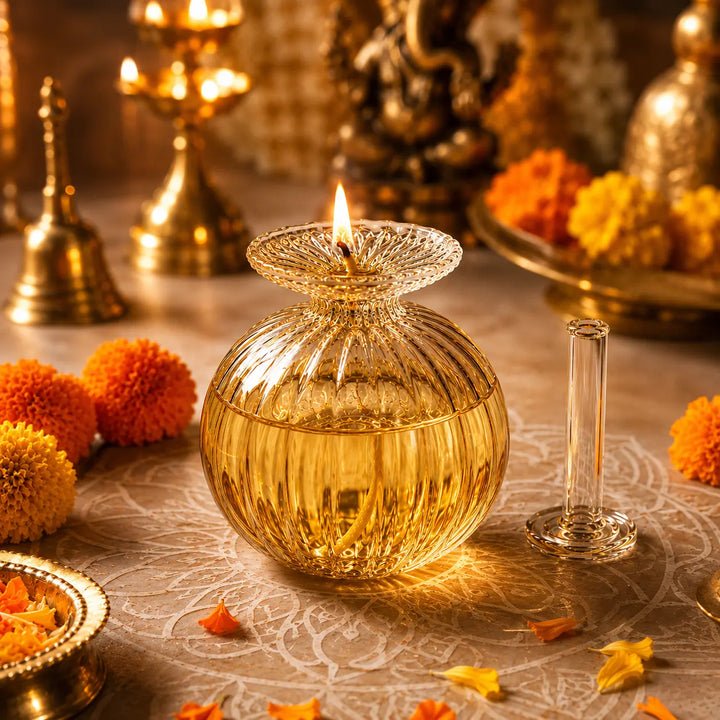 Divine Hindu Divya Jyoti Glass Diya — Divine Hindu product photograph