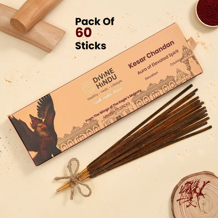 Divine Hindu Kesar Chandan Incense, 60 Sticks — Divine Hindu product photograph