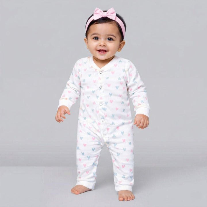 Moms Home Little Hearts Baby Romper, 0–3 Months — Moms Home product photograph