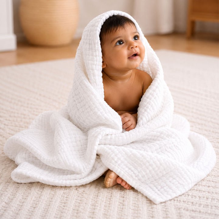 Moms Home White Six-layer Muslin Towel 100cm — Moms Home product photograph